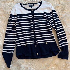 Navy and white sweater